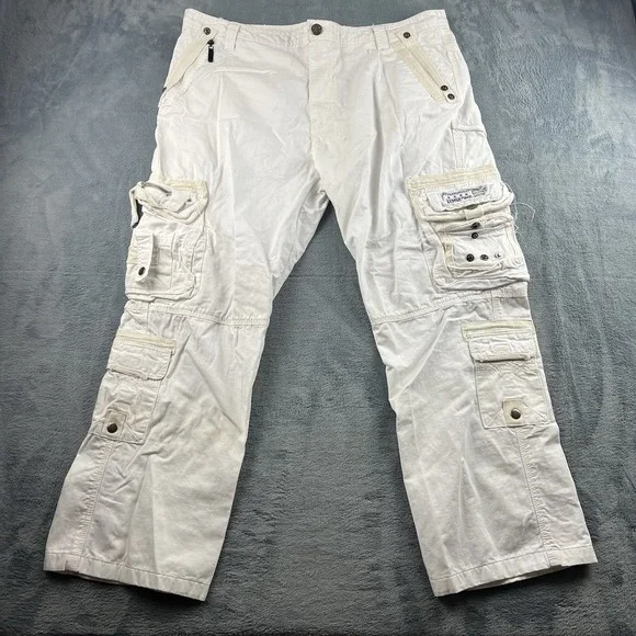 Vintage Attrak Cargo Pants Mens Size 38x30 Rip Stop White Paratrooper Baggy RARE